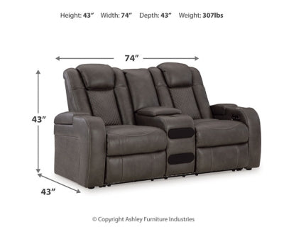 Loveseat reclinable eléctrico Fyne-Dyme con consola