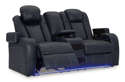 Loveseat reclinable eléctrico Fyne-Dyme con consola