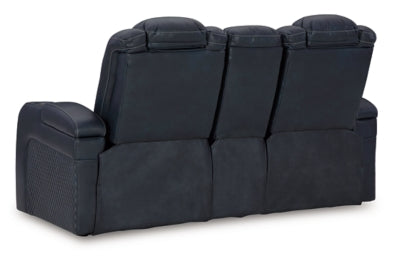 Loveseat reclinable eléctrico Fyne-Dyme con consola