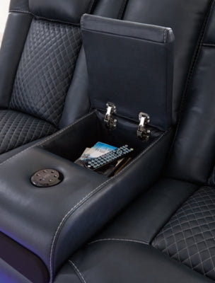 Loveseat reclinable eléctrico Fyne-Dyme con consola