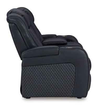 Loveseat reclinable eléctrico Fyne-Dyme con consola