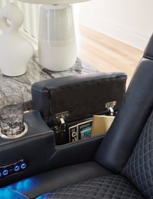 Loveseat reclinable eléctrico Fyne-Dyme con consola