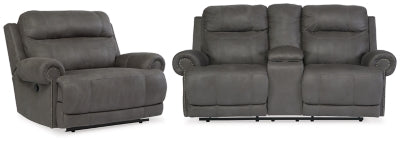 Loveseat reclinable y sillón reclinable austero