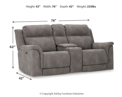 Loveseat reclinable eléctrico DuraPella de última generación con consola