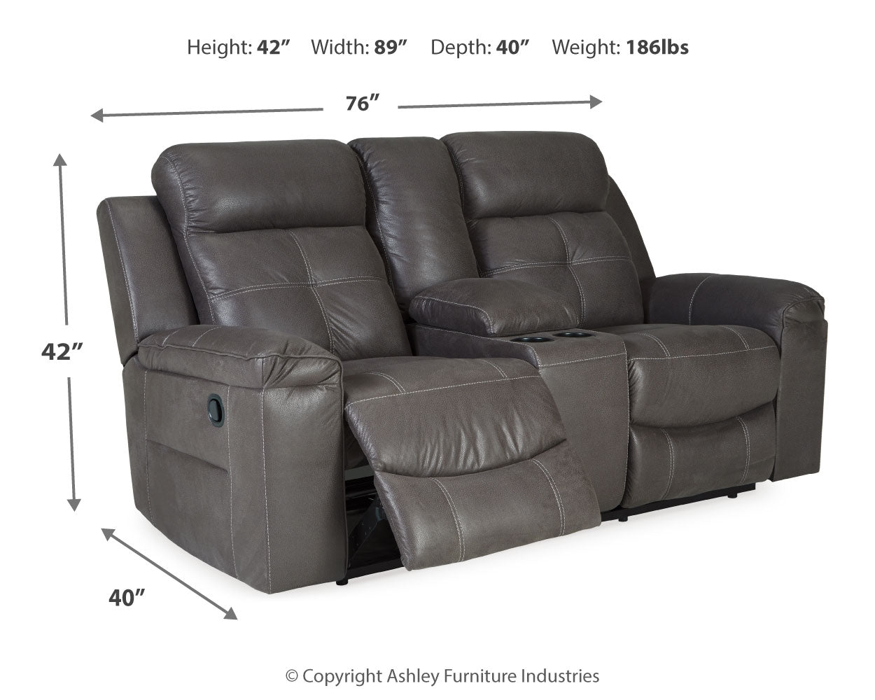 Loveseat reclinable Jesolo con consola