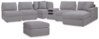 Seccional Modmax de 6 piezas con chaise longue y otomana