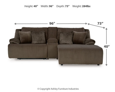 Sofá seccional reclinable de 3 piezas de primera calidad con chaise longue