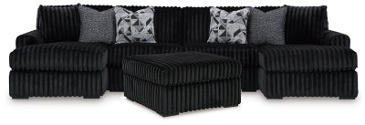 Seccional de 3 piezas Midnight-Madness con chaise longue doble y otomana