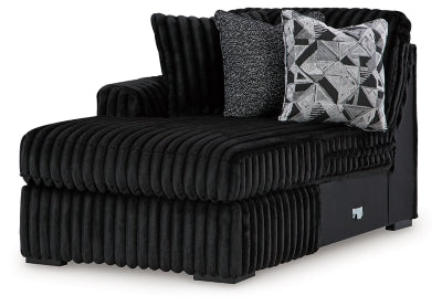 Seccional de 3 piezas Midnight-Madness con chaise longue doble y otomana