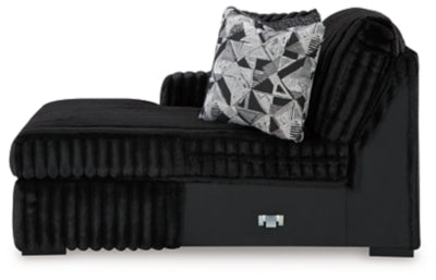 Seccional de 3 piezas Midnight-Madness con chaise longue doble y otomana