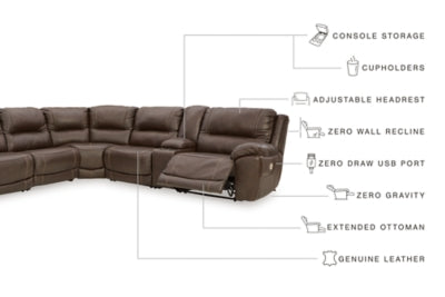 Seccional reclinable eléctrico Dunleith de 6 piezas