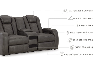 Loveseat reclinable eléctrico Fyne-Dyme con consola