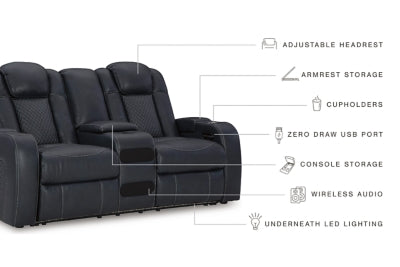 Loveseat reclinable eléctrico Fyne-Dyme con consola