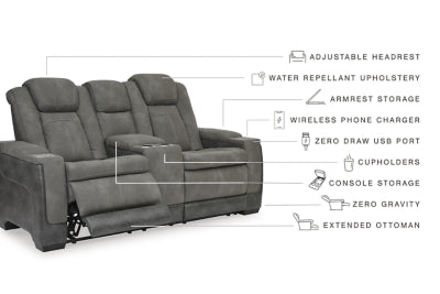 Loveseat reclinable eléctrico DuraPella de última generación con consola