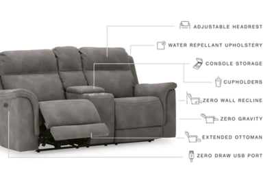 Loveseat reclinable eléctrico DuraPella de última generación con consola