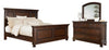 Cama Queen Porter con paneles, tocador y espejo