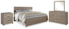 Cama King con paneles Culverbach, tocador, espejo y mesita de noche