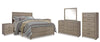 Cama Queen Culverbach con tocador, espejo, cómoda y dos mesitas de noche