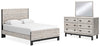 Cama Queen Vessalli con paneles, tocador y espejo