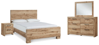Cama Hyanna King con paneles, tocador, espejo y mesita de noche