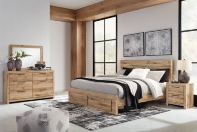 Cama King Hyanna con almacenamiento, tocador y espejo