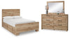 Cama Hyanna con paneles completos, almacenamiento en dos lados, tocador y espejo