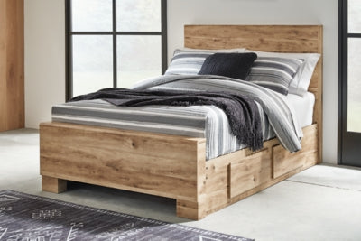 Cama Hyanna con paneles completos y almacenamiento en un lado
