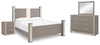 Cama con dosel Surancha Queen, tocador, espejo y mesita de noche