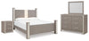 Cama Surancha King con dosel, tocador, espejo y mesita de noche