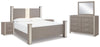 Cama Surancha King con dosel, cómoda, espejo y dos mesitas de noche