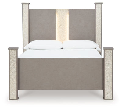 Cama con dosel Surancha Queen, tocador, espejo y cómoda