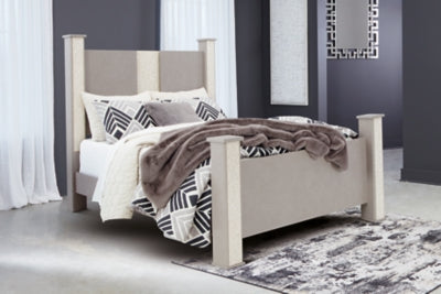 Cama con dosel Surancha Queen, tocador, espejo y cómoda
