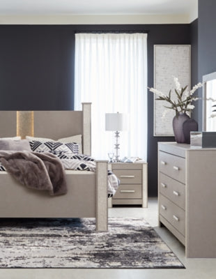 Cama Surancha King con dosel, tocador, espejo y mesita de noche
