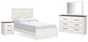 Cama Gerridan con paneles completos, tocador, espejo y mesita de noche