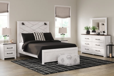 Cama Queen con paneles, tocador y espejo Gerridan