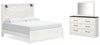 Cama King con paneles, tocador y espejo Gerridan