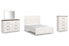Cama Queen con paneles Gerridan, tocador, espejo y cómoda