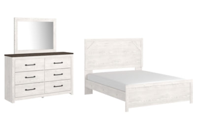 Cama Queen con paneles, tocador y espejo Gerridan