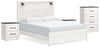 Cama King con paneles Gerridan, cómoda y dos mesitas de noche