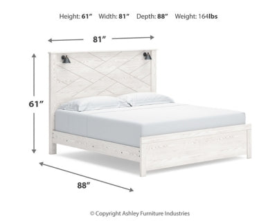 Cama King con paneles, tocador y espejo Gerridan