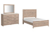 Cama Senniberg de tamaño completo, cómoda y espejo