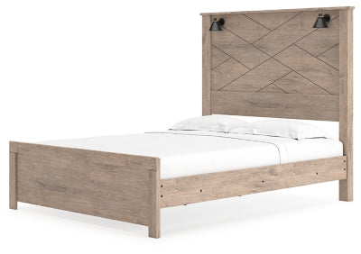 Cama queen con paneles Senniberg, tocador, espejo y mesita de noche