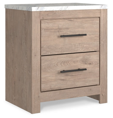 Cama queen con paneles Senniberg, tocador, espejo y mesita de noche