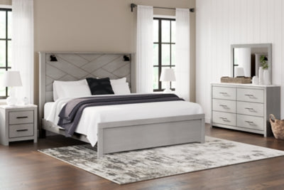 Cama King con paneles, tocador y espejo Cottonburg