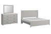 Cama King con paneles, tocador y espejo Cottonburg