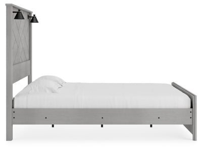 Cama King con paneles, tocador y espejo Cottonburg
