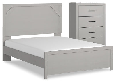 Cama Queen con paneles y cómoda Cottonburg