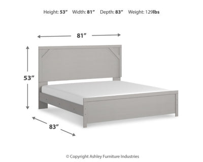 Cama King con paneles Cottonburg, tocador, espejo y mesita de noche