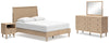 Cama Queen con paneles, tocador, espejo y mesita de noche Cielden