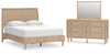 Cama Queen con paneles, tocador y espejo Cielden
